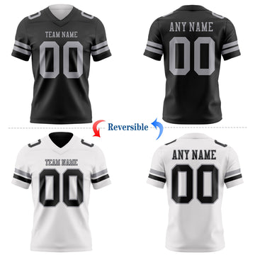 Uksn Individuelles Schwarz-Grau Wendbares Zweiseitiges Authentisches Football Trikot