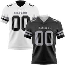 Laden Sie das Bild in den Galerie-Viewer, Uksn Individuelles Schwarz-Grau Wendbares Zweiseitiges Authentisches Football Trikot
