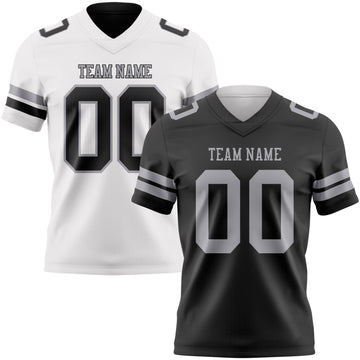 Uksn Individuelles Schwarz-Grau Wendbares Zweiseitiges Authentisches Football Trikot