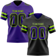 Laden Sie das Bild in den Galerie-Viewer, Uksn Individuelles Schwarz Violett-Neongrün Wendbares Zweiseitiges Authentisches Football Trikot
