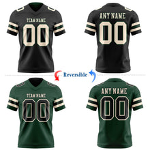 Laden Sie das Bild in den Galerie-Viewer, Uksn Individuelles Schwarz Creme-Grün Wendbares Zweiseitiges Authentisches Football Trikot

