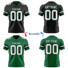Laden Sie das Bild in den Galerie-Viewer, Uksn Individuelles Schwarz Weiß-Kelly-Grün Wendbares Zweiseitiges Authentisches Football Trikot
