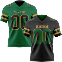 Laden Sie das Bild in den Galerie-Viewer, Uksn Individuelles Schwarz Kelly-Grün-Altgold Wendbares Zweiseitiges Authentisches Football Trikot
