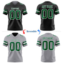 Laden Sie das Bild in den Galerie-Viewer, Uksn Individuelles Schwarz Grau Wendbares Zweiseitiges Authentisches Football Trikot
