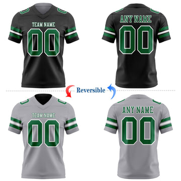 Uksn Individuelles Schwarz Grau Wendbares Zweiseitiges Authentisches Football Trikot