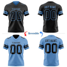 Laden Sie das Bild in den Galerie-Viewer, Uksn Individuelles Schwarz-Hellblau Wendbares Zweiseitiges Authentisches Football Trikot
