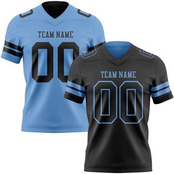 Uksn Individuelles Schwarz-Hellblau Wendbares Zweiseitiges Authentisches Football Trikot