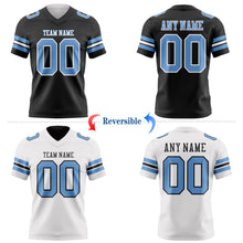 Laden Sie das Bild in den Galerie-Viewer, Uksn Individuelles Schwarz Hellblau-Weiß Wendbares Zweiseitiges Authentisches Football Trikot
