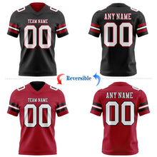 Laden Sie das Bild in den Galerie-Viewer, Uksn Individuelles Schwarz Weiß-Kardinalrot Wendbares Zweiseitiges Authentisches Football Trikot

