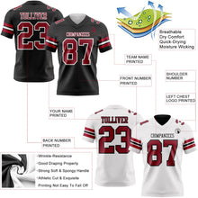 Laden Sie das Bild in den Galerie-Viewer, Uksn Individuelles Schwarz Kardinalrot-Weiß Wendbares Zweiseitiges Authentisches Football Trikot
