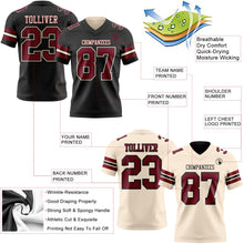 Laden Sie das Bild in den Galerie-Viewer, Uksn Individuelles Schwarz Karmesinrot-Creme Wendbares Zweiseitiges Authentisches Football Trikot

