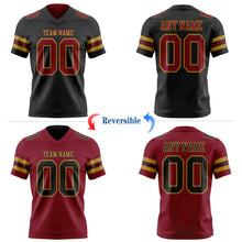 Laden Sie das Bild in den Galerie-Viewer, Uksn Individuelles Schwarz Karmesinrot-Altgold Wendbares Zweiseitiges Authentisches Football Trikot
