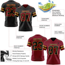 Laden Sie das Bild in den Galerie-Viewer, Uksn Individuelles Schwarz Karmesinrot-Altgold Wendbares Zweiseitiges Authentisches Football Trikot
