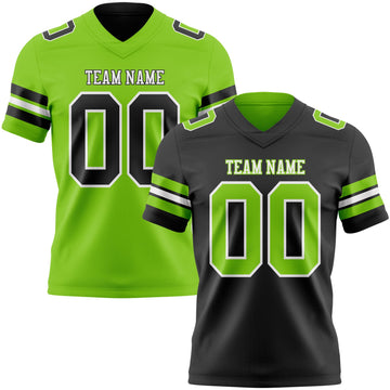Uksn Individuelles Schwarz Neongrün-Weiß Wendbares Zweiseitiges Authentisches Football Trikot