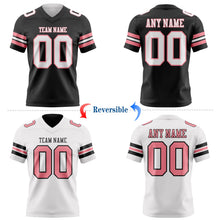 Laden Sie das Bild in den Galerie-Viewer, Uksn Individuelles Schwarz Weiß-Mittelrosa Wendbares Zweiseitiges Authentisches Football Trikot
