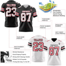 Laden Sie das Bild in den Galerie-Viewer, Uksn Individuelles Schwarz Weiß-Mittelrosa Wendbares Zweiseitiges Authentisches Football Trikot
