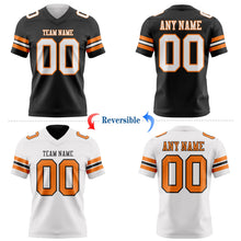 Laden Sie das Bild in den Galerie-Viewer, Uksn Individuelles Schwarz Weiß-Bay Orange Wendbares Zweiseitiges Authentisches Football Trikot
