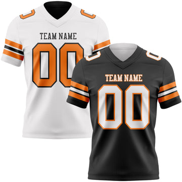 Uksn Individuelles Schwarz Weiß-Bay Orange Wendbares Zweiseitiges Authentisches Football Trikot