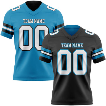 Uksn Individuelles Schwarz Weiß-Pantherblau Wendbares Zweiseitiges Authentisches Football Trikot