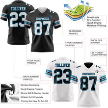 Laden Sie das Bild in den Galerie-Viewer, Uksn Individuelles Schwarz Weiß-Pantherblau Wendbares Zweiseitiges Authentisches Football Trikot
