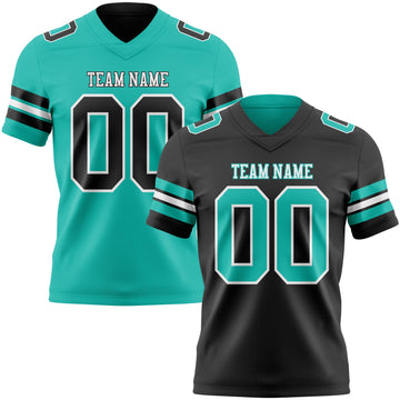Uksn Individuelles Schwarz Aqua-Weiß Wendbares Zweiseitiges Authentisches Football Trikot