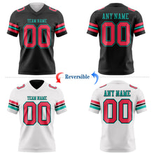 Laden Sie das Bild in den Galerie-Viewer, Uksn Individuelles Schwarz Neonpink-Aqua Wendbares Zweiseitiges Authentisches Football Trikot
