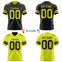 Laden Sie das Bild in den Galerie-Viewer, Uksn Individuelles Schwarz-Neongelb Wendbares Zweiseitiges Authentisches Football Trikot
