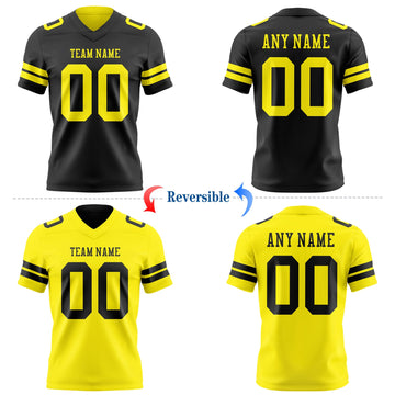Uksn Individuelles Schwarz-Hellgelb Wendbares Zweiseitiges Authentisches Football Trikot