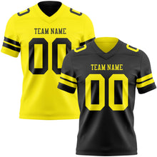Laden Sie das Bild in den Galerie-Viewer, Uksn Individuelles Schwarz-Hellgelb Wendbares Zweiseitiges Authentisches Football Trikot
