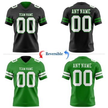 Uksn Individuelles Schwarz Weiß-Grasgrün Wendbares Zweiseitiges Authentisches Football Trikot
