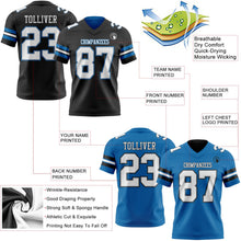 Laden Sie das Bild in den Galerie-Viewer, Uksn Individuelles Schwarz Weiß Grau-Blau Wendbares Zweiseitiges Authentisches Football Trikot
