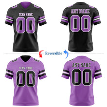 Laden Sie das Bild in den Galerie-Viewer, Uksn Individuelles Schwarz Mittelviolett-Weiß Wendbares Zweiseitiges Authentisches Football Trikot

