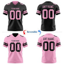 Laden Sie das Bild in den Galerie-Viewer, Uksn Individuelles Schwarz-Hellrosa Wendbares Zweiseitiges Authentisches Football Trikot
