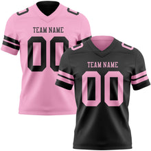 Laden Sie das Bild in den Galerie-Viewer, Uksn Individuelles Schwarz-Hellrosa Wendbares Zweiseitiges Authentisches Football Trikot
