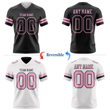 Laden Sie das Bild in den Galerie-Viewer, Uksn Individuelles Schwarz-Hellrosa Wendbares Zweiseitiges Authentisches Football Trikot
