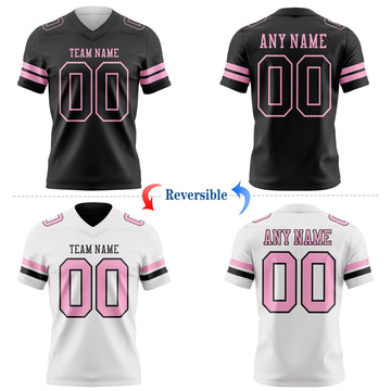 Uksn Individuelles Schwarz-Hellrosa Wendbares Zweiseitiges Authentisches Football Trikot
