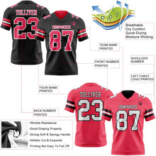 Laden Sie das Bild in den Galerie-Viewer, Uksn Individuelles Schwarz Neonpink-Weiß Wendbares Zweiseitiges Authentisches Football Trikot
