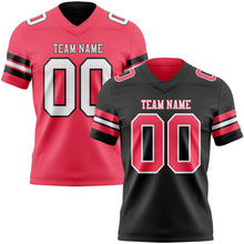 Laden Sie das Bild in den Galerie-Viewer, Uksn Individuelles Schwarz Neonpink-Weiß Wendbares Zweiseitiges Authentisches Football Trikot
