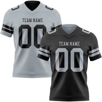 Uksn Individuelles Schwarz-Silber Wendbares Zweiseitiges Authentisches Football Trikot