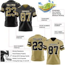 Laden Sie das Bild in den Galerie-Viewer, Uksn Individuelles Schwarz Vegas-Gold-Weiß Wendbares Zweiseitiges Authentisches Football Trikot

