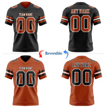 Laden Sie das Bild in den Galerie-Viewer, Uksn Individuelles Schwarz Texas-Orange-Weiß Wendbares Zweiseitiges Authentisches Football Trikot
