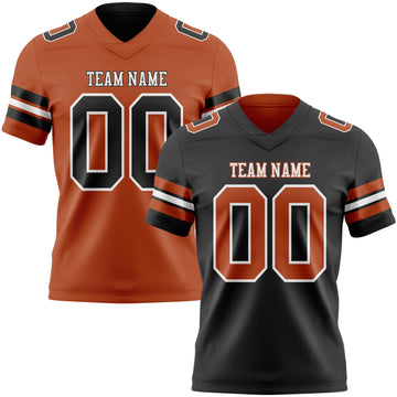Uksn Individuelles Schwarz Texas-Orange-Weiß Wendbares Zweiseitiges Authentisches Football Trikot