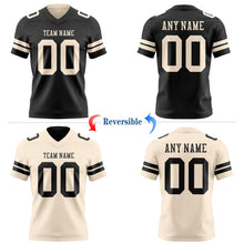 Laden Sie das Bild in den Galerie-Viewer, Uksn Individuelles Schwarz-Creme Wendbares Zweiseitiges Authentisches Football Trikot
