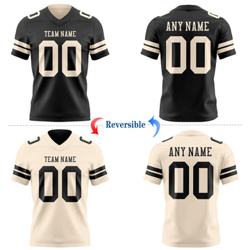 Uksn Individuelles Schwarz-Creme Wendbares Zweiseitiges Authentisches Football Trikot
