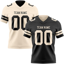 Laden Sie das Bild in den Galerie-Viewer, Uksn Individuelles Schwarz-Creme Wendbares Zweiseitiges Authentisches Football Trikot
