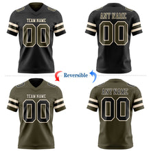 Laden Sie das Bild in den Galerie-Viewer, Uksn Individuelles Schwarz Oliv-Creme Wendbares Zweiseitiges Authentisches Football Trikot
