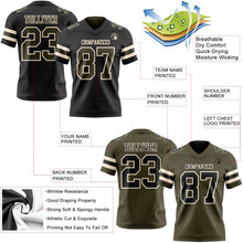 Laden Sie das Bild in den Galerie-Viewer, Uksn Individuelles Schwarz Oliv-Creme Wendbares Zweiseitiges Authentisches Football Trikot
