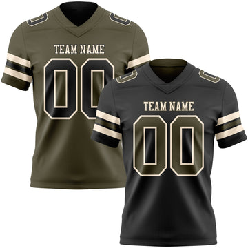 Uksn Individuelles Schwarz Oliv-Creme Wendbares Zweiseitiges Authentisches Football Trikot