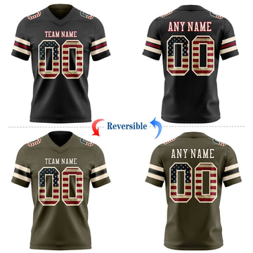 Uksn Individuelles Schwarz Oliv Wendbares Zweiseitiges Authentisches Football Trikot