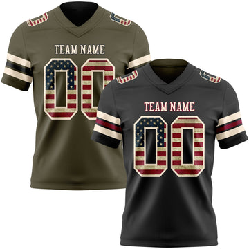 Uksn Individuelles Schwarz Oliv Wendbares Zweiseitiges Authentisches Football Trikot